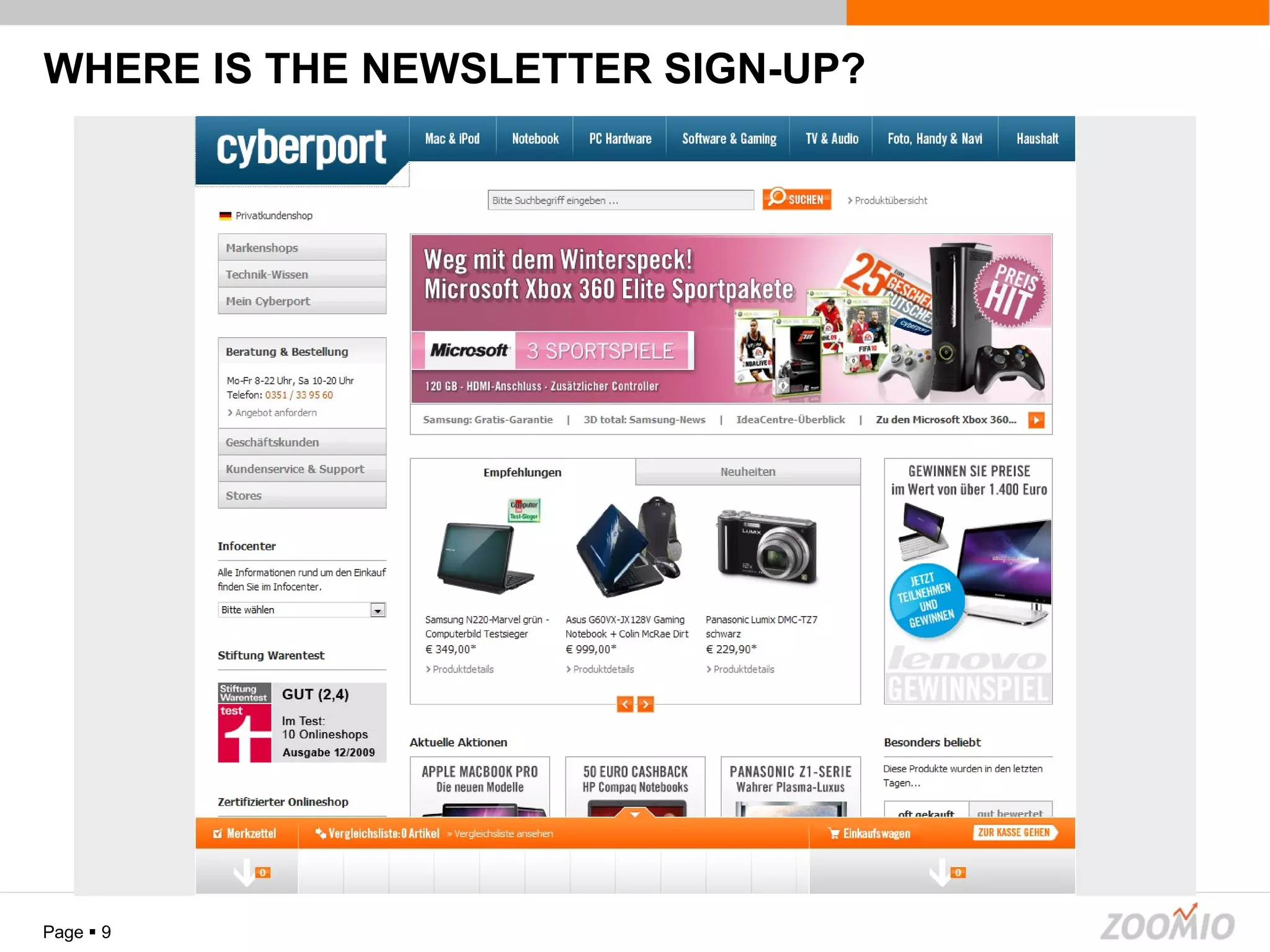 WHERE IS THE NEWSLETTER SIGN-UP? Page     