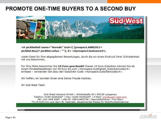 PROMOTE ONE-TIME BUYERS TO A SECOND BUY Page     