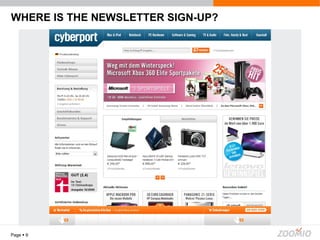 WHERE IS THE NEWSLETTER SIGN-UP? Page     