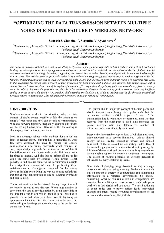 “Optimizing the data transmission between multiple nodes during link ...