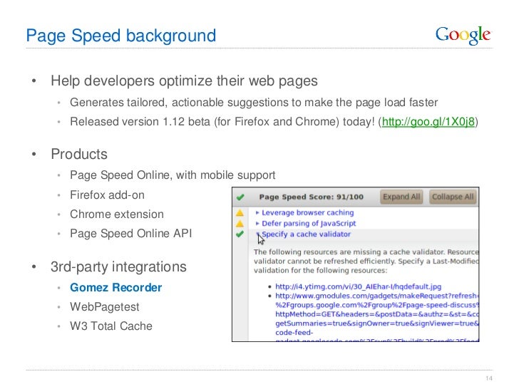 Optimizing web and mobile site performance using page speed Slide 14