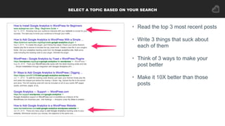 SELECT A TOPIC BASED ON YOUR SEARCH
• Read the top 3 most recent posts
• Write 3 things that suck about
each of them
• Thi...