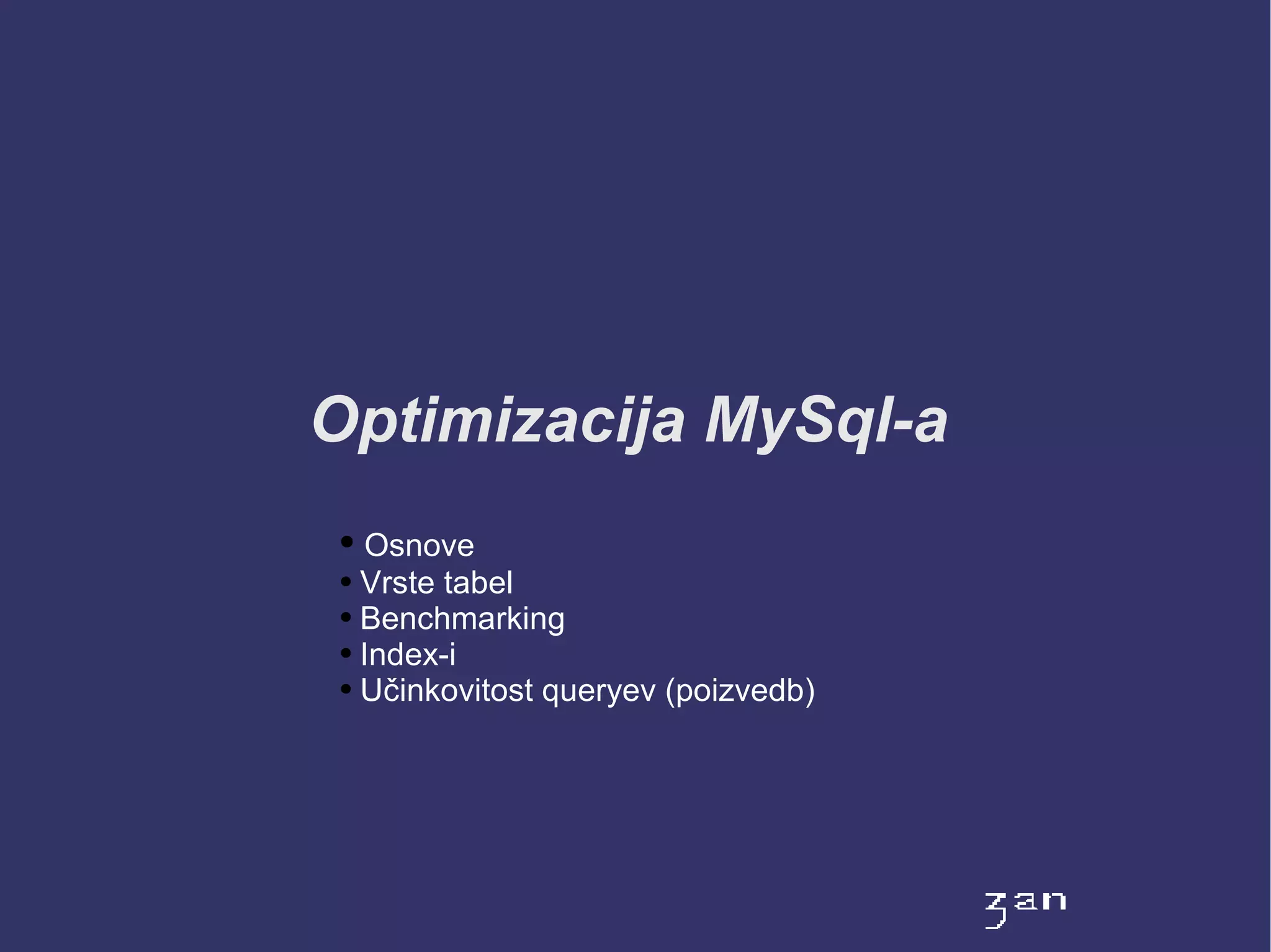 MySQL optimization | PPT