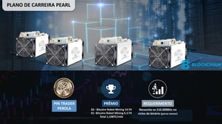 PIN	TRADER
PEROLA
PRÊMIO
03	- Bitcoins Robot Mining	14.TH
01- Bitcoins Robot Mining	6.3.TH
Total	1,10BTC/mês
REQUERIMENTO
Necessita-se	210.000Bits	no	
ciclos do	binário (perna menor)
PLANO	DE	CARREIRA	PEARL
 