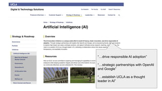 “…drive responsible AI adoption”
“…strategic partnerships with OpenAI
and Google”
“…establish UCLA as a thought
leader in AI”
 