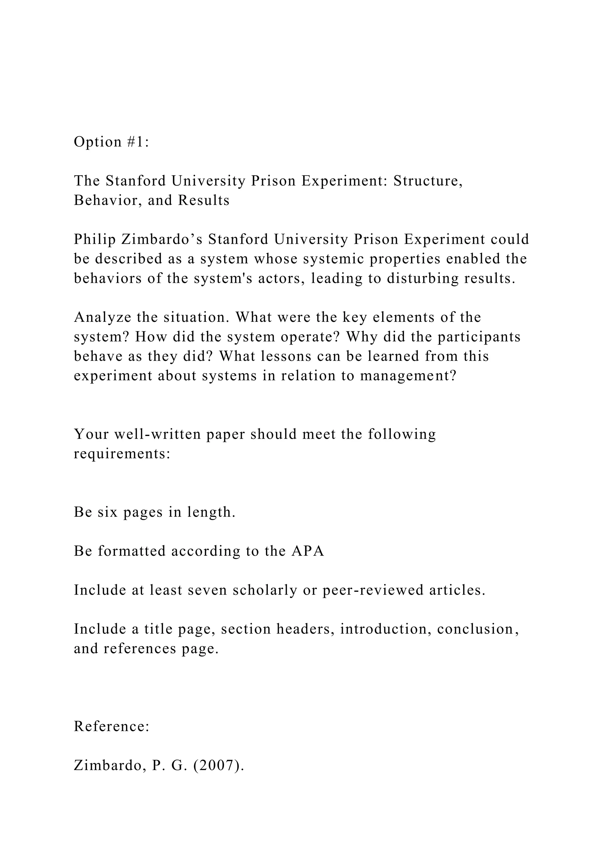 Option 1The Stanford University Prison Experiment Structu.docx