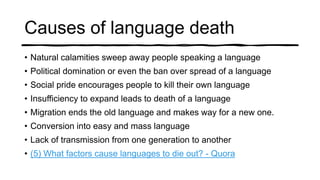Language Death. Examples Optional english class 12 a | PPTX