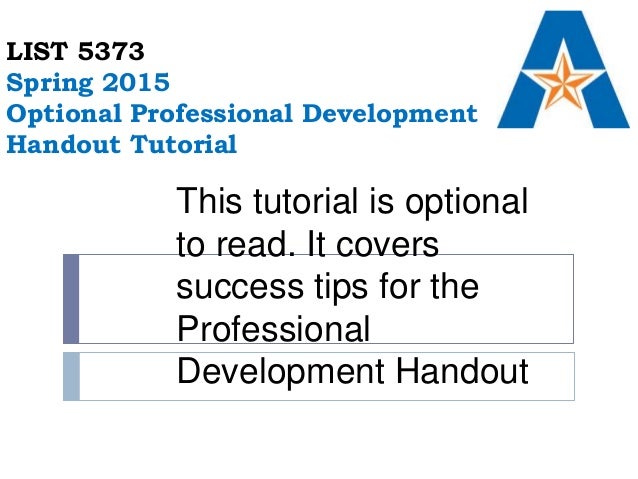 optional professional development handout tutorial professional handout