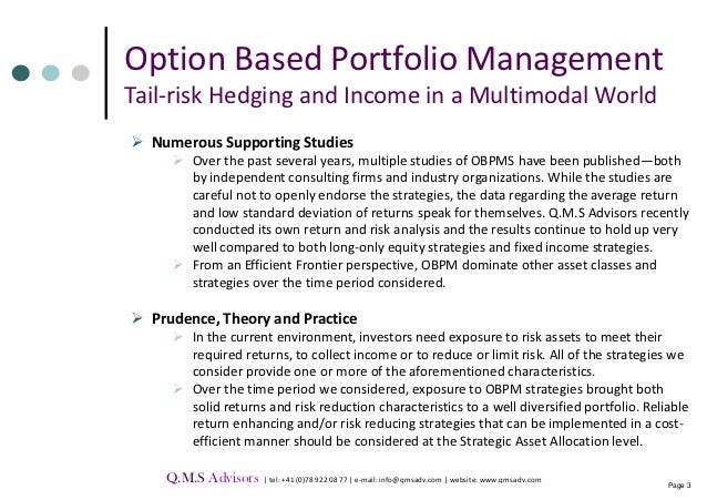 Options based portfolio management strategies