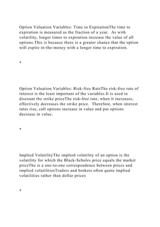 Time Value Options Modelling Option Pricing ModelsThe Black-Scholes-Merton Model a.docx