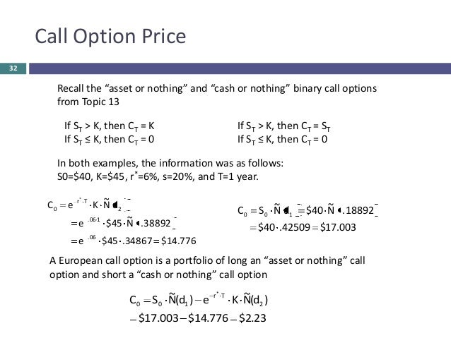 A binary cash-or-nothing call option