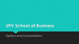 UFV School of Business
Options and Concentrations
 