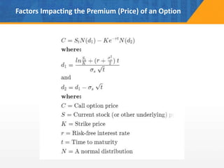 Factors Impacting the Premium (Price) of an Option
 