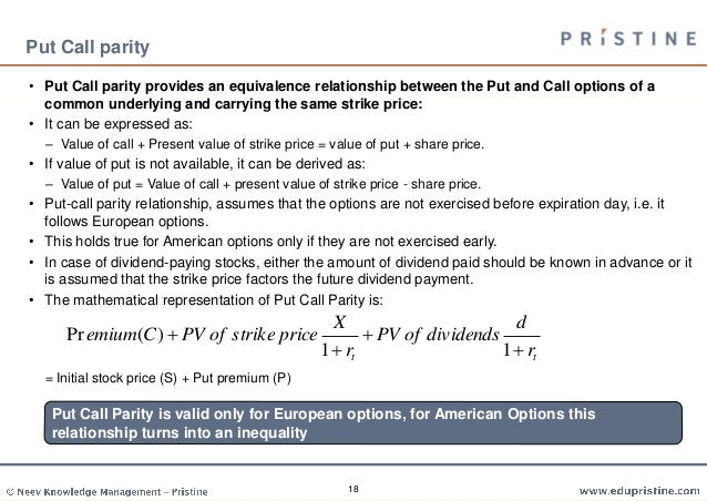 Binary option put call parity