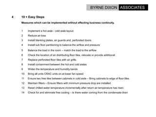 Options For Energy Reduction In Data Centres.