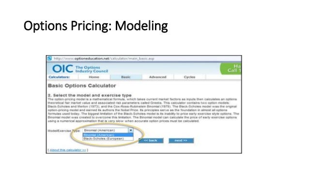 Options industry council 's online pricing calculator