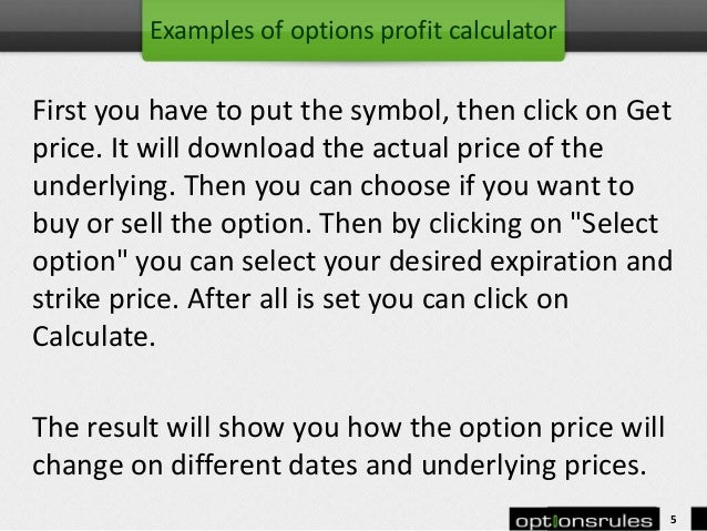 Options profit calculator online