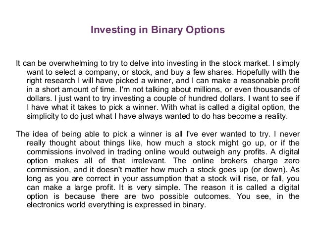 Binary options wealth