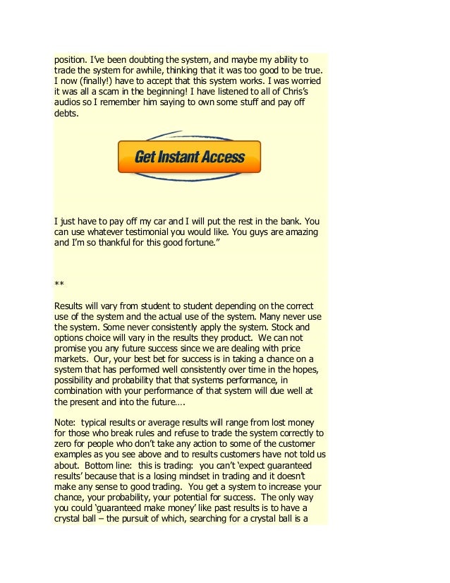 Weekly options trading system