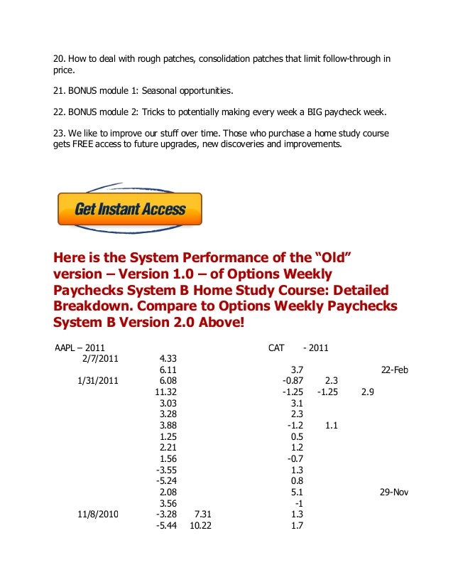 Weekly options trading system