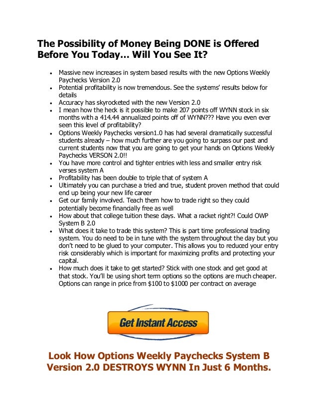 Weekly options trading systems
