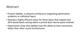 Paper Study: OptNet: Differentiable Optimization as a Layer in Neural ...
