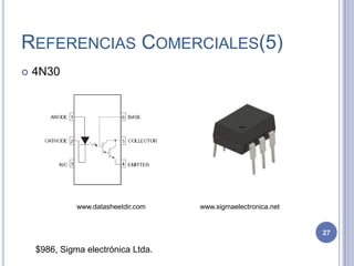 REFERENCIAS COMERCIALES(5)
 4N30
www.datasheetdir.com www.sigmaelectronica.net
$986, Sigma electrónica Ltda.
27
 