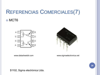 REFERENCIAS COMERCIALES(7)
 MCT6
www.sigmaelectronica.netwww.datasheetdir.com
$1102, Sigma electrónica Ltda.
29
 