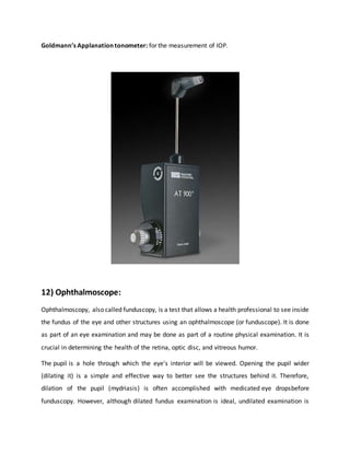 Optometry instruments | DOCX