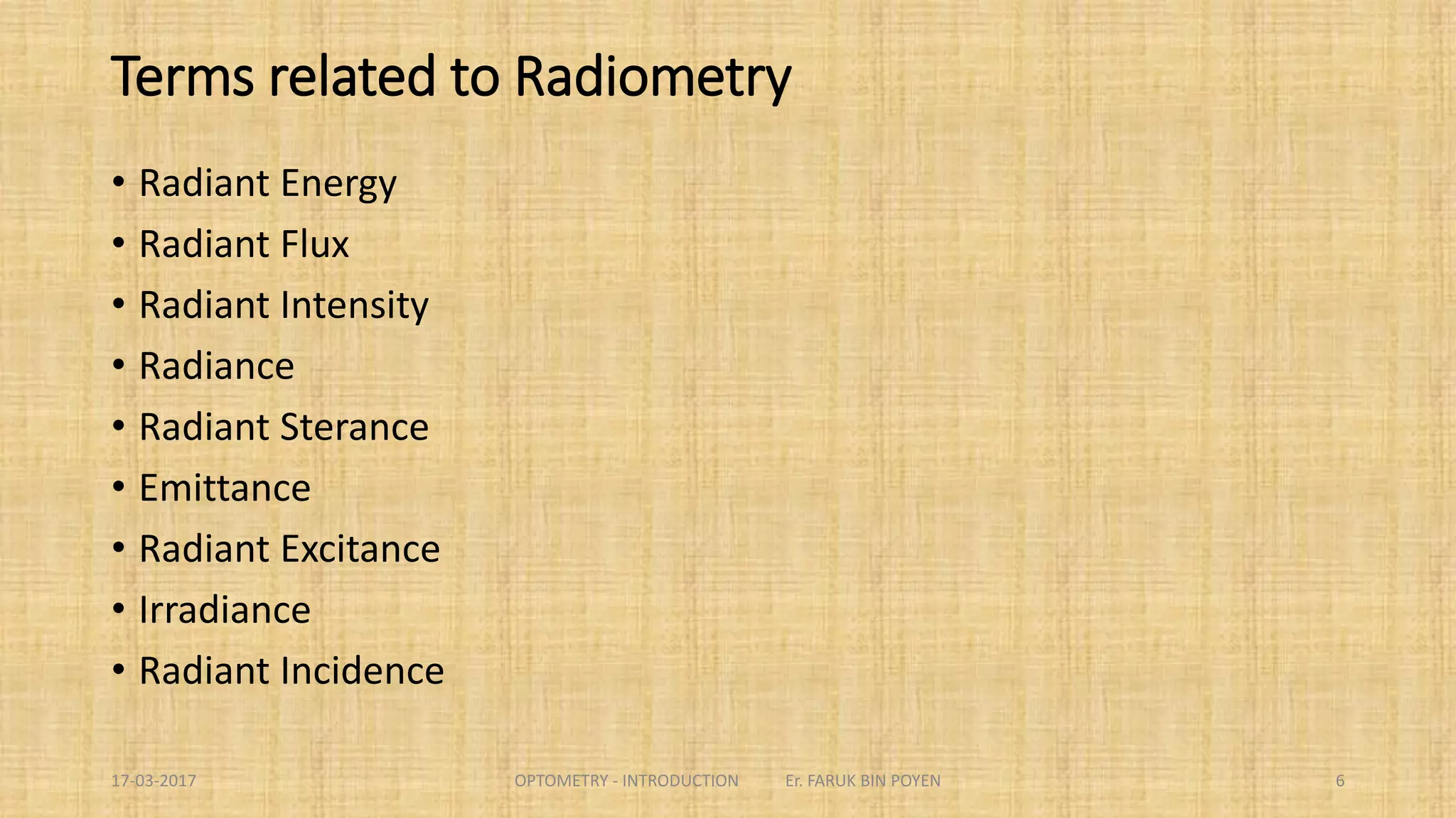 Different Theories about Light
 The Electromagnetic Theory of Light
Maxwell proposed light as electromagnetic waves. Propagation in vacuum
explained.
 Quantum (Photon) Theory of Light
Light is energy particle named photon. The energy of the photon
determines the colour.
 Dual Theory of Light
Light behaves both as a particle and as a wave.
6
 