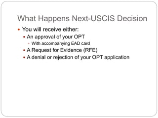 Opt Photo Rfe About OPT VISA | PPTX