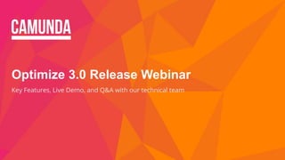 Key Features, Live Demo, and Q&A with our technical team
Optimize 3.0 Release Webinar
 
