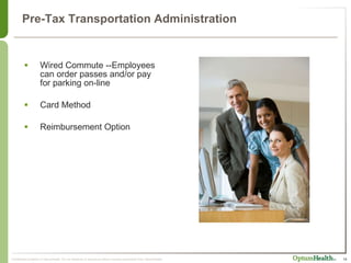 Pre-Tax Transportation Administration Wired Commute --Employees can order passes and/or pay for parking on-line Card Method Reimbursement Option 