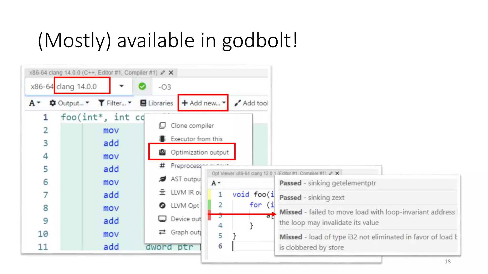 (Mostly) available in godbolt!
18
 