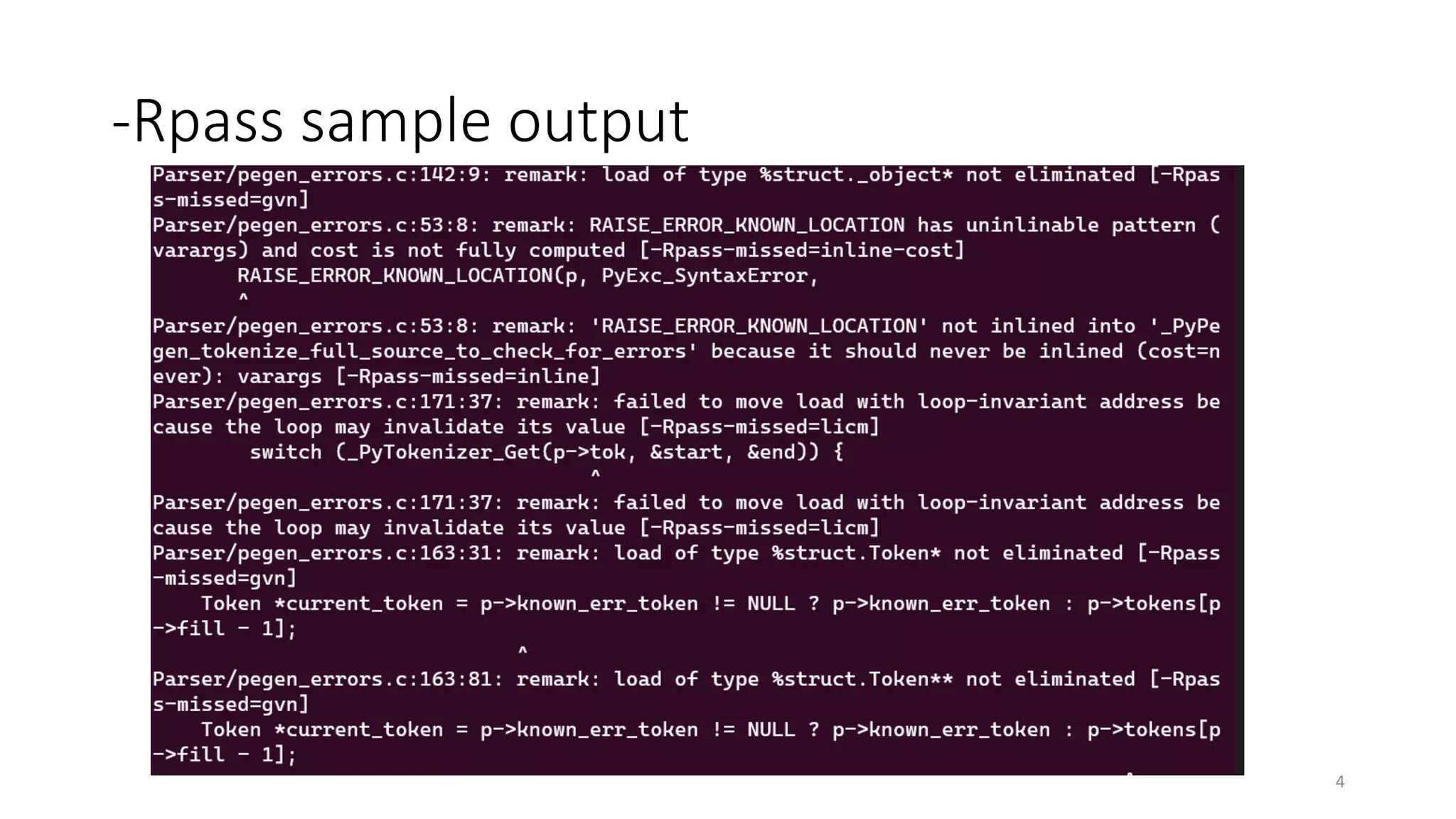 -Rpass sample output
4
 