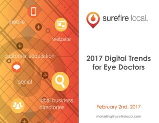 marketing@surefirelocal.com
2017 Digital Trends
for Eye Doctors
February 2nd, 2017
 