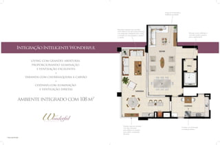 Living com iluminação e
ventilação excelentes

Esquadrias especiais que permitem
maior abertura dos vãos proporcionando
uma integração inteligente entre o living,
a varanda com churrasqueira a carvão e
a cozinha

Elevador social codificado e
com hall privativo exclusivo
para o apartamento

Integração Inteligente Wonderful
living com grandes aberturas
proporcionando iluminação
e ventilação excelentes
+
varanda com churrasqueira a carvão
+
cozinha com iluminação
e ventilação diretas

ambiente integrado com 108 m2*

Guarda corpo em alumínio
com vidro laminado
semi-refletivo na varanda
para melhor visualização
da praça
* Área aproximada

Cozinha com iluminação
e ventilação diretas

 