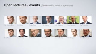 Open lectures / events (Skolkovo Foundation speakers)




Alain Fournier-Sicre   Pavel Sharov     Sergey Zhukov   Fedor Krasnov   Pekka Viljakainen   Alexey Sidorenko   Oleg Pertsovsky




Dmitry Paison          Edward Crawley   Isak Frumin     Albert Efimov   Alexander Fertman   Anton Voropaev     Mikhail Tykuchinsky
 