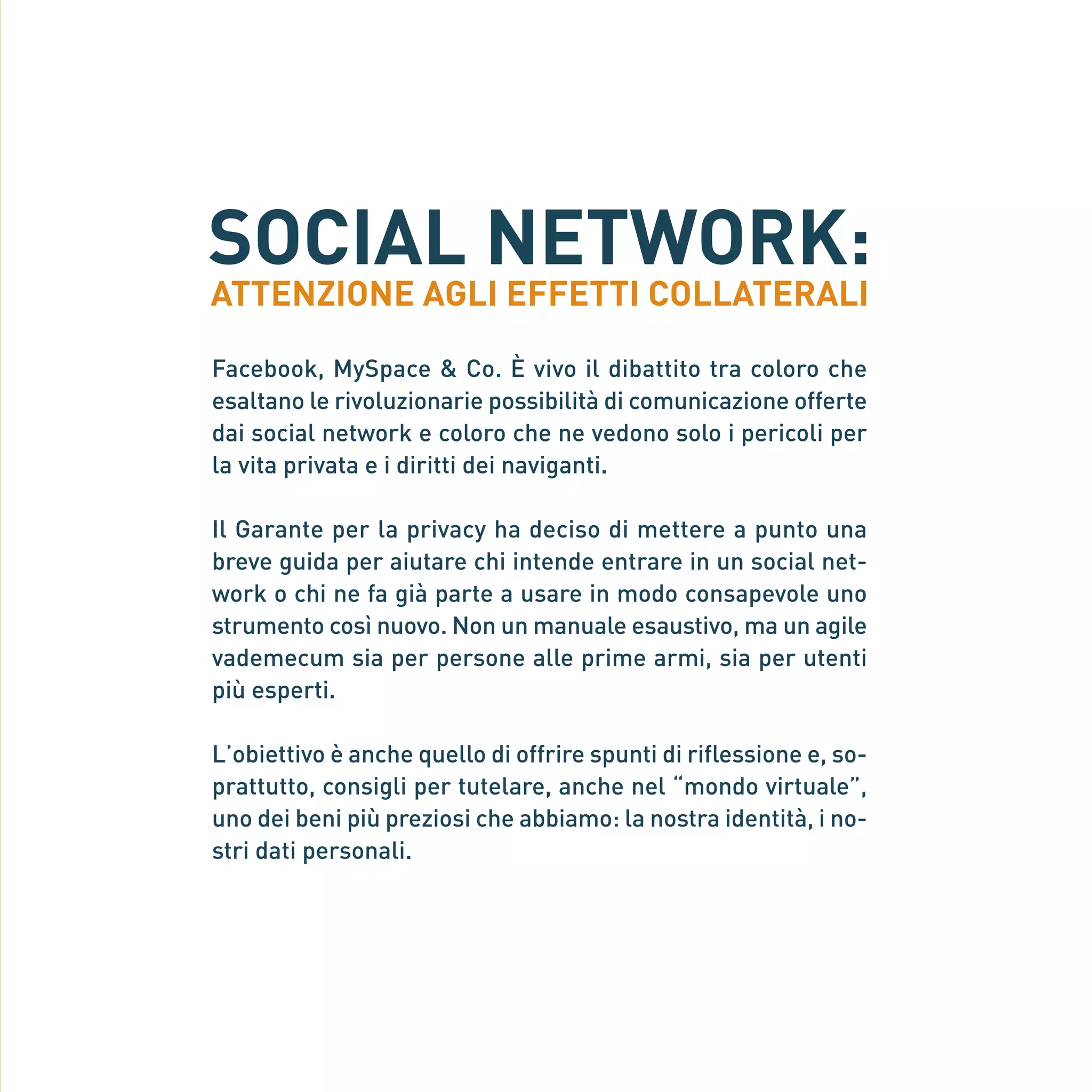 Opuscolo Garante privacy sui socialnetwork
