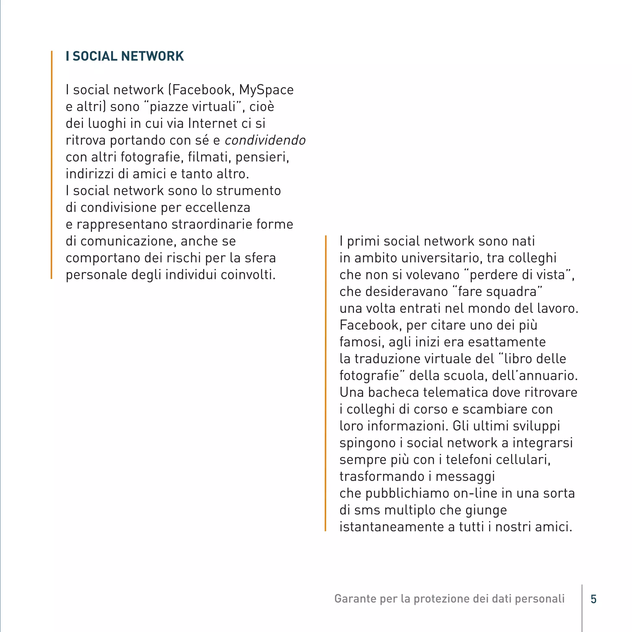 Opuscolo Garante privacy sui socialnetwork