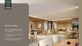 Original by:
Original by:
156m² de área fechada e um lounge
externo com espelho d’água integrado
com o playground.
Capacidade para 70 pessoas sentadas
no ambiente interno.
Tratamento acústico no forro do salão,
para maior conforto dos usuários.
SALÃO DE FESTAS
 