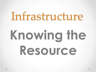 Infrastructure
Knowing the
Resource
 