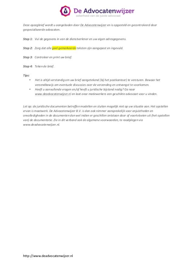 Opzegbrief contract de advocatenwijzer