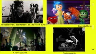 2 0
A Beleza Sombria dos Monstros da Arte de Tim Burton
A Noiva Cadáver Frankenweenie
Divertida Mente
 