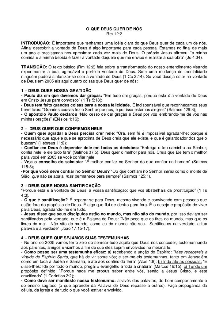 O Que Deus Quer De Nós O que deus quer de nós