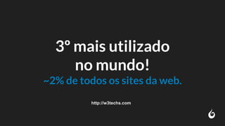3º mais utilizado
no mundo!
~2% de todos os sites da web.
http://w3techs.com
 