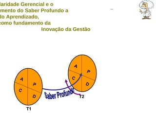 A  P A  P A  P C  D C  D C  D Saber Profundo T1 T2 A Circularidade Gerencial e o  desenvolvimento do Saber Profundo a  partir do Aprendizado,  como fundamento da  Inovação da Gestão 