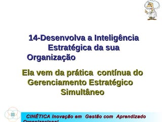 CINÉTICA Inovação em  Gestão com  Aprendizado Organizacional 14-Desenvolva a Inteligência Estratégica da sua Organização  Ela vem da prática   contínua do Gerenciamento Estratégico  Simultâneo 