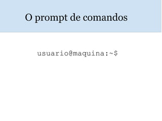 O prompt de comandos
usuario@maquina:~$
 