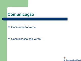 Comunicação Comunicação Verbal Comunicação não-verbal 